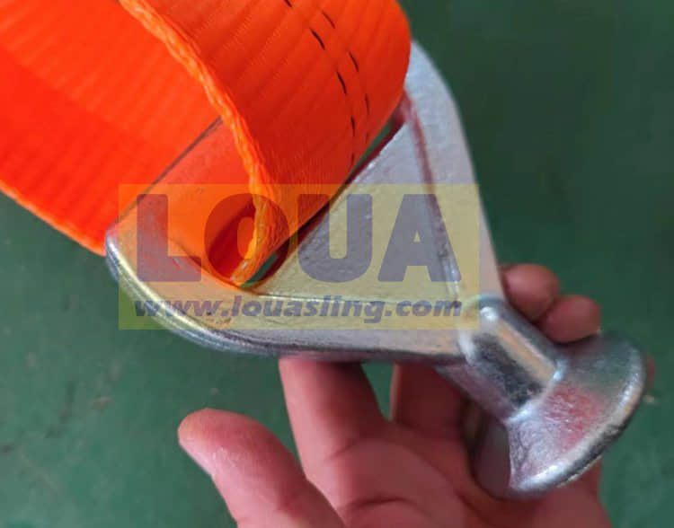 Custom-made MBS16ton heavy-duty ratchet strap with D ring and Elephant foot