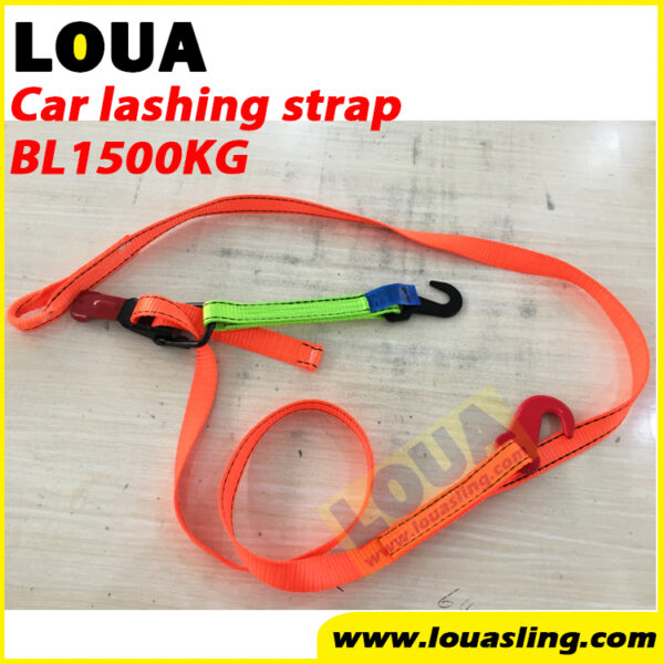 BL1500KG 1.5ton car lashing strap for RORO vessel |wheel lashing belt with extension car sling | Auto shipping anchoring strap
