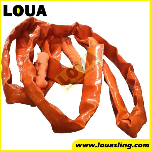 Polyurethane coating webbing sleeve round sling | reinforced PU protection lifting sling belt