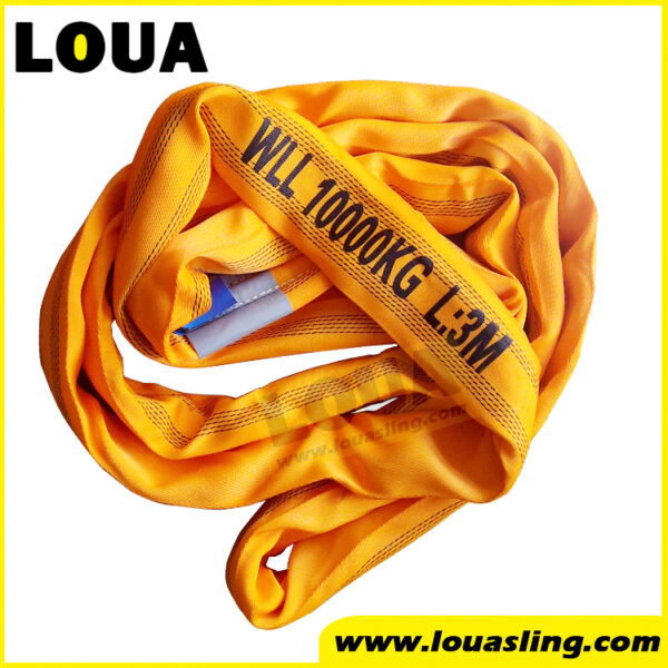 WLL 10ton polyester round sling with abrasive ORANGE wear sleeve EN STANDARD 7:1, 6:1 | China manufacturer supplier offshore lifting belt
