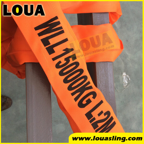 WLL 15ton polyester round sling with abrasive wear sleeve EN STANDARD 7:1, 6:1 | China factory flexible offshore lifting sling