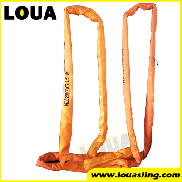WLL 20ton polyester round sling with abrasive wear sleeve EN STANDARD 7:1, 6:1 | China factory offshore heavy duty lifting sling
