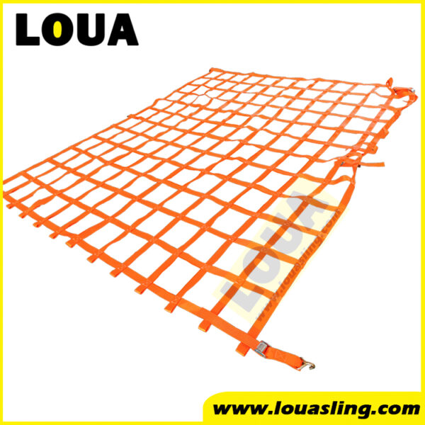 Quick release webbing cargo net | easy mounting barrier webbing net strap | load dock net | Van interior webbing net | Trailer lorry cargo securement