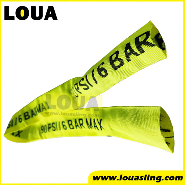 Polyester webbing wear sleeve with woven jacquard logo | tubular webbing